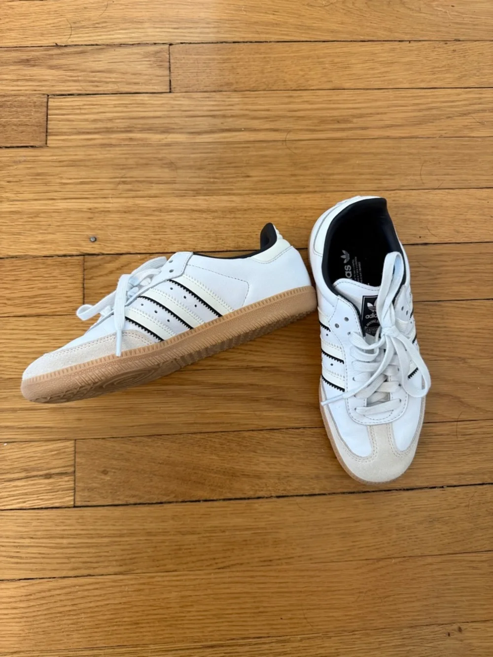 adidas White, Black & Tan Classic Samba Sneakers - Picture 2 of 4